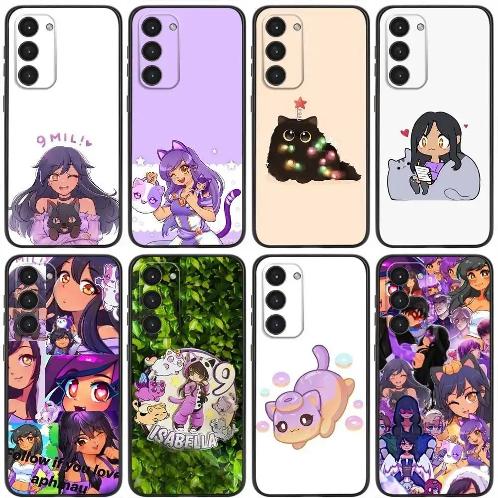 Cartoon A-Aphmau Meow Anime Cats Phone Case For Samsung Galaxy S26 S25 S24 S23 S22 For iphone 17 16 15 14 13 12 11 17Air Plus Pro Promax Soft Liquid Silicone Black Cover