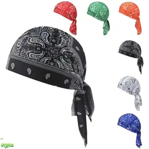6-Pack Pirate Stretchy Satin Durag Bandana Head Wrap For Men, Solid & Paisley Print Tie Back Do Rag Cap, Breathable Sweat Wicking Lightweight Hair Cover, Flexible Soft Headwear For Cycling Workout Running Outdoor Daily Hair Protection,gifts for dad
