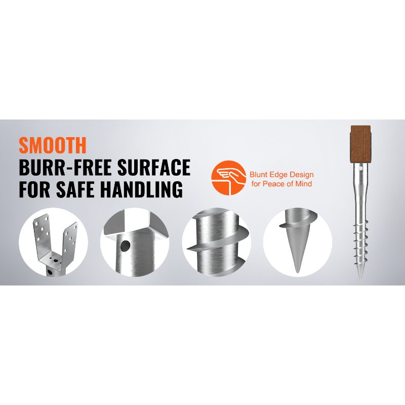 VEVOR No Dig Ground Anchor, 4 Pack 3.94x 2.76x 27.56 in DIY Screw in Post Stake, Includes 6 Lag Bolts a Rebar, U-Shape Heavy Duty Steel Post Holder, Great for Mailbox Posts and Fence Posts