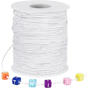 White Elastic String, 328 Feet 1mm Stretchy Bracelet String Bead Cord for Bracelets, Necklaces, Jewelry Making Supplies, Beading, Pony Beads and Crafts(Bead-Free)