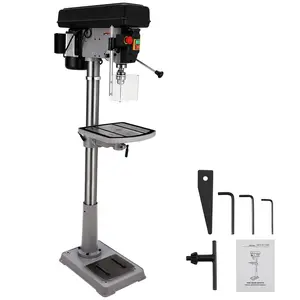 Garvee 17-Inch Floor Drill Press with Swing-Away Safety Guard, 12 Amp 120V Pure Copper Motor, Variable Speed 200-3630 RPM, 0-45° Tilting Worktable, Tabletop Drilling Machine for Wood and Metal