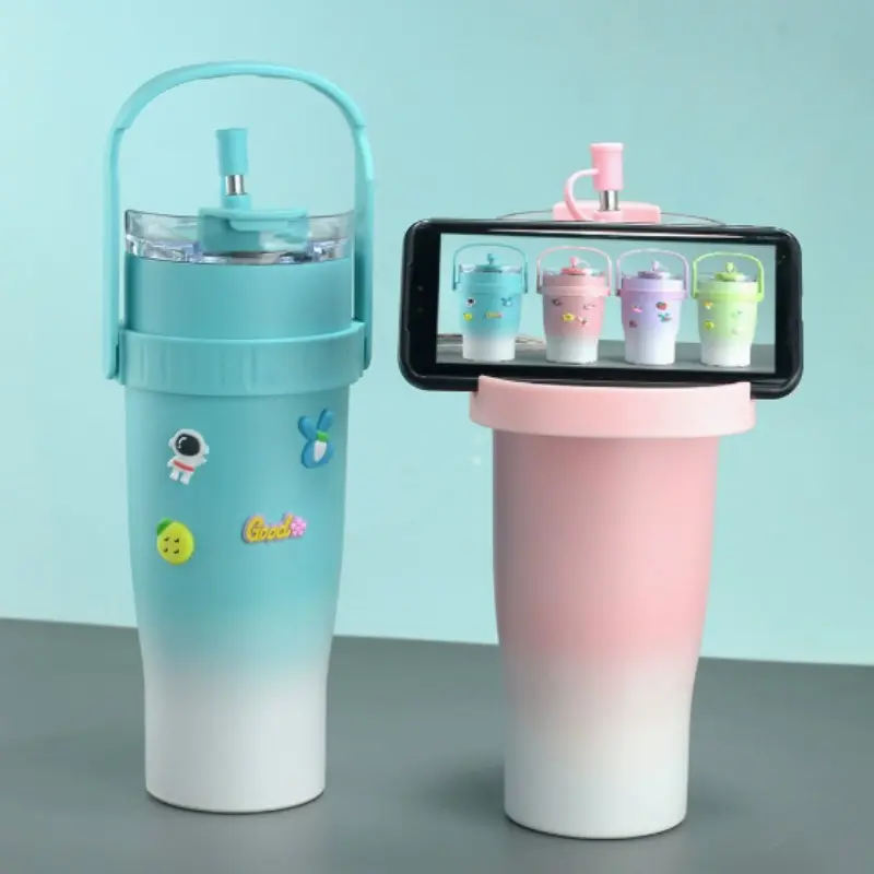 40oz Tumbler Cup, Viral Internet Famous Giant Capacity Ice Cup, Portable Handheld Car Water Mug with Straw, Good-Looking Design