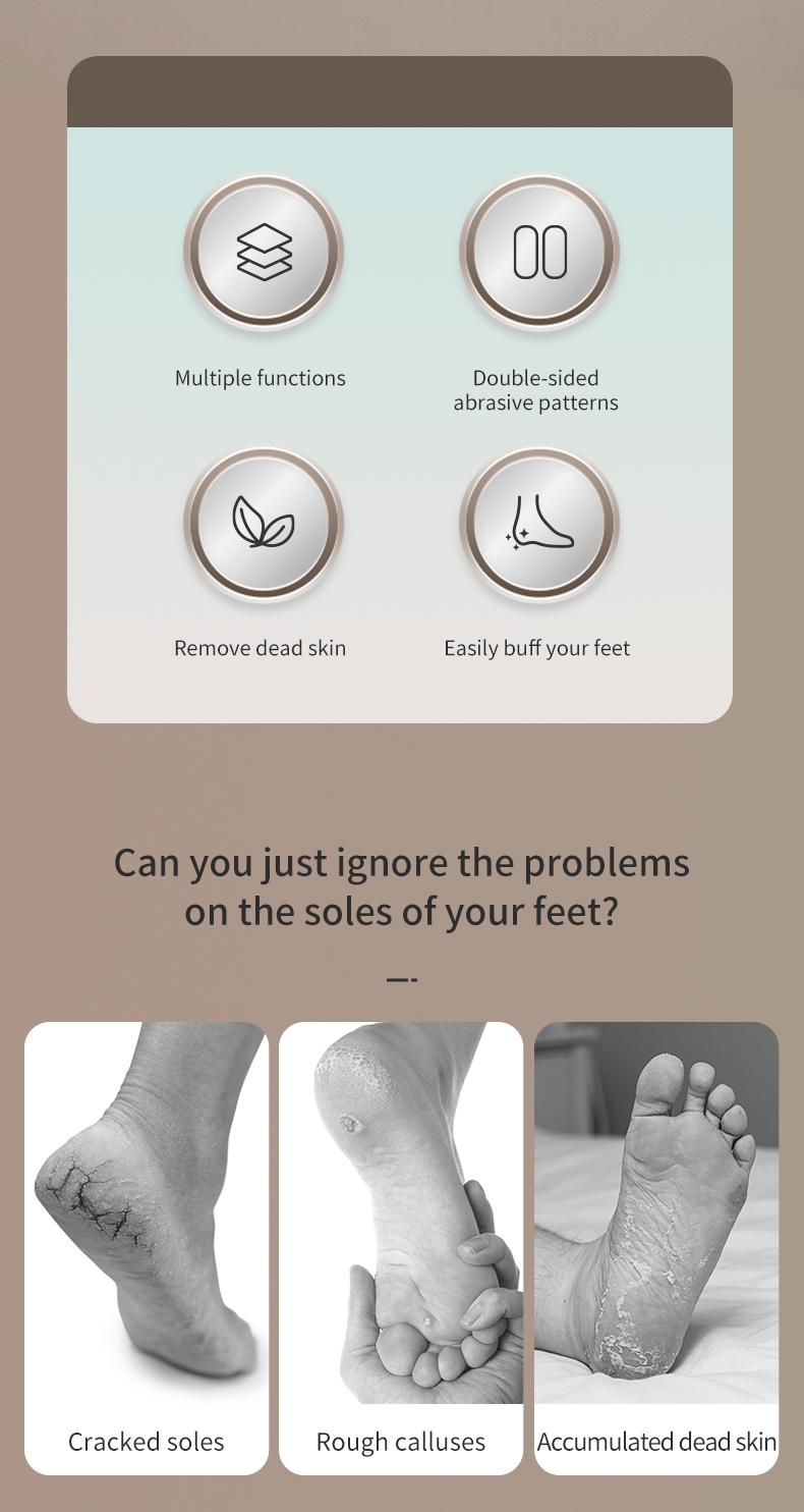 FaSoLa foot grinding tool for removing dead skin and calluses, home-use pedicure stone for scraping the soles and heels, double-sided foot scrubber