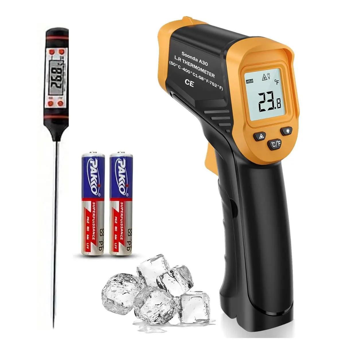 Infrared Thermometer, Temperature Meter -37°F~932°F (-32°C~400°C) IR Temperature Gun (Not for Humans) for Cooking, Frying,,, Meat, Sugar, Freezer