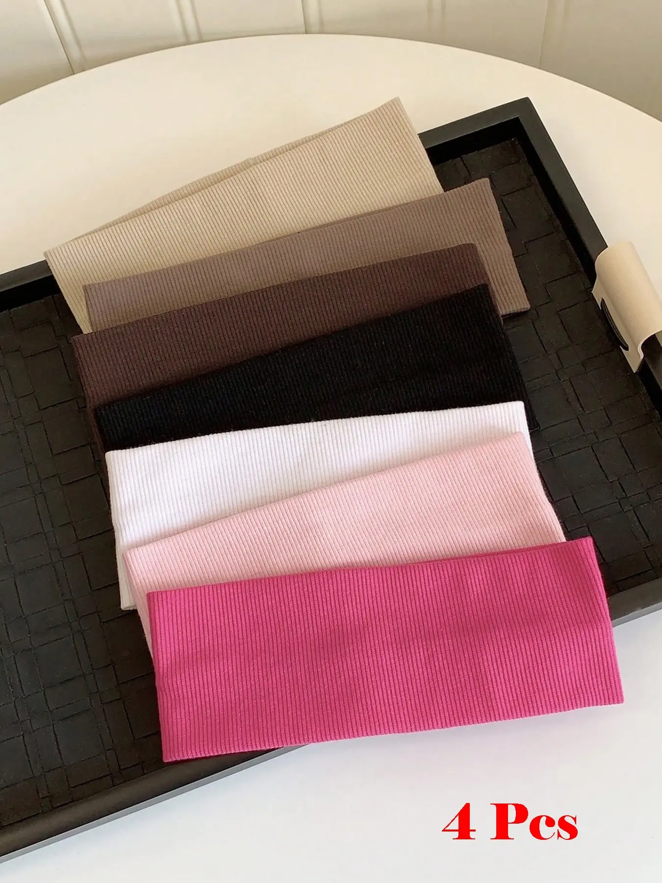 4 Pcs Solid Color Knit Sports Hair Bands, Unisex Sweat-Wicking Running Headbands, High Elasticity Yoga Fitness Headwear, Sweatbands, All Seasons