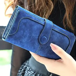 Unisex Vegan PU Nubuck Long Bifold Wallet for Men & Women, Durable Synthetic Leather Purse with 17 Card Slots, ID Window & Multi-Pocket Storage, High Quality Daily Card Cash Holder
