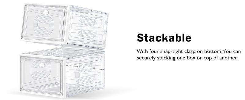 7CODE Thicken & Sturdy Thicken Shoe Organizer Stackable,Shoe Containers For Sport Sneaker Display,Upgraded Sturdy Shoe Storage Box,Plastic Shoe Box,White…