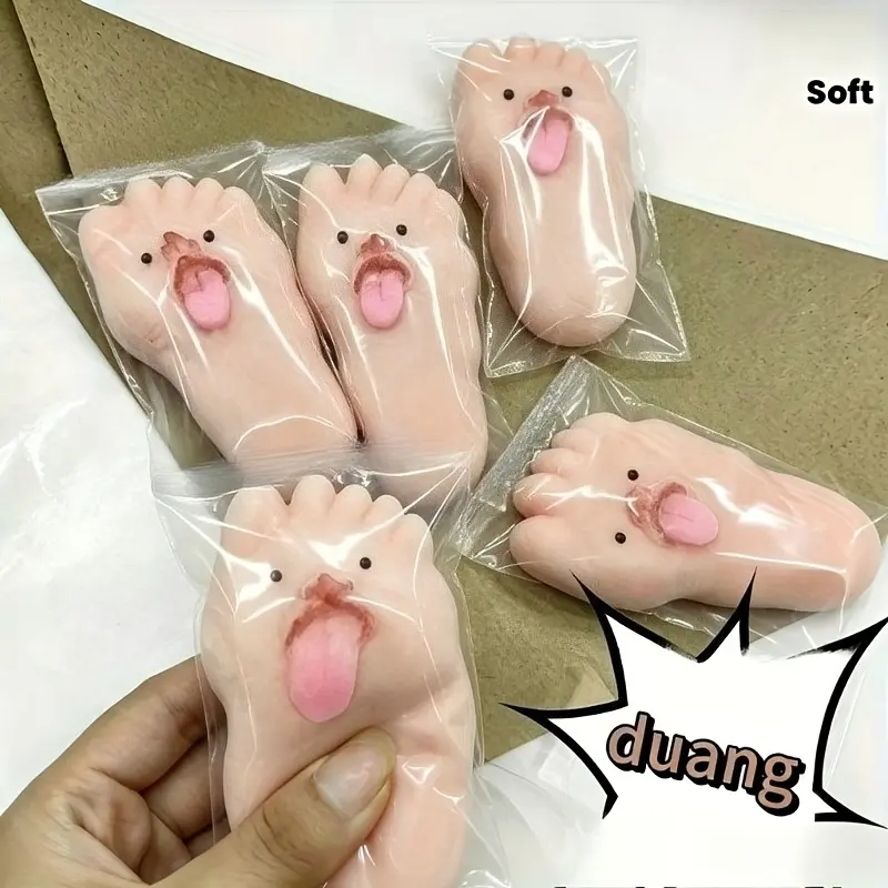 Funny And Fun Soft Expression Foot Squeeze Soft Toy Sensory Stress Reliever Fingertip Squeeze Fun Party Gift Interesting And Cute Taba Soft And Stretchy With High Elasticity Perfect Christmas Halloween And New Year Day Gift