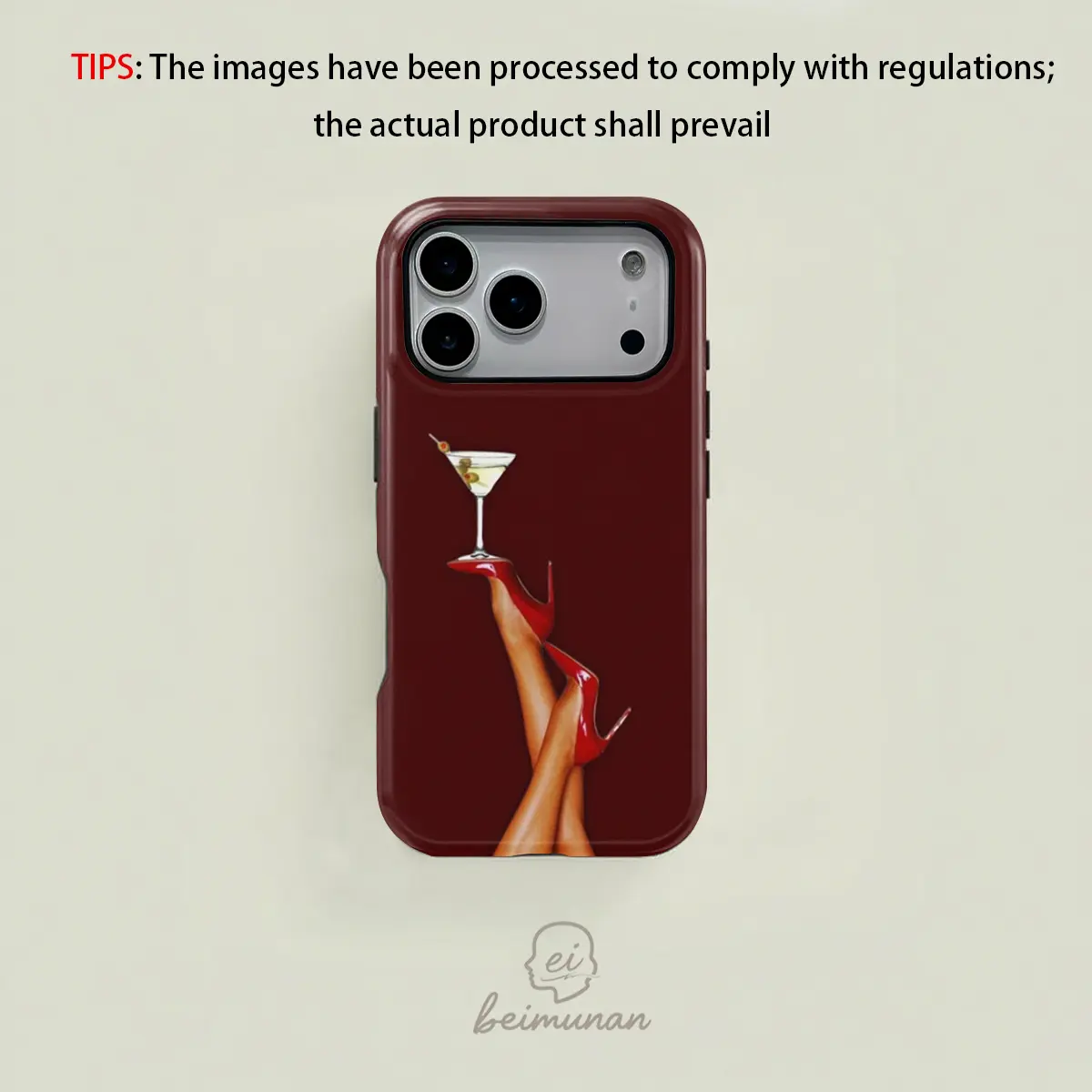 Retro-style red high-heeled martini cocktail case, sturdy and durable 2-in-1 protective case, MagSafe compatible, for iPhone 17/16/15/14/13/12/11 Pro Max/Plus/Pro, drop-proof phone case, perfect holiday gift.,back to school,back to school haul