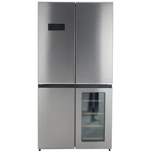 French Door Refrigerator, 21 Cu.Ft Refrigerator with Adjustable Glass Shelves, LED Lighting, Multifunctional Fridges With Wine Cooler for Kitchen, Bedroom, Office