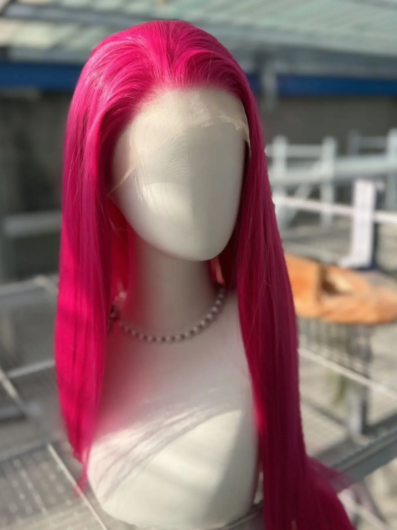 Hot Pink Lace Wig for Women, 26 Inch Long Straight  Hairstyle, 13*4 Lace Front Wigs, High Quality Synthetic Lace Wigs, Natural Looking for Cosplay