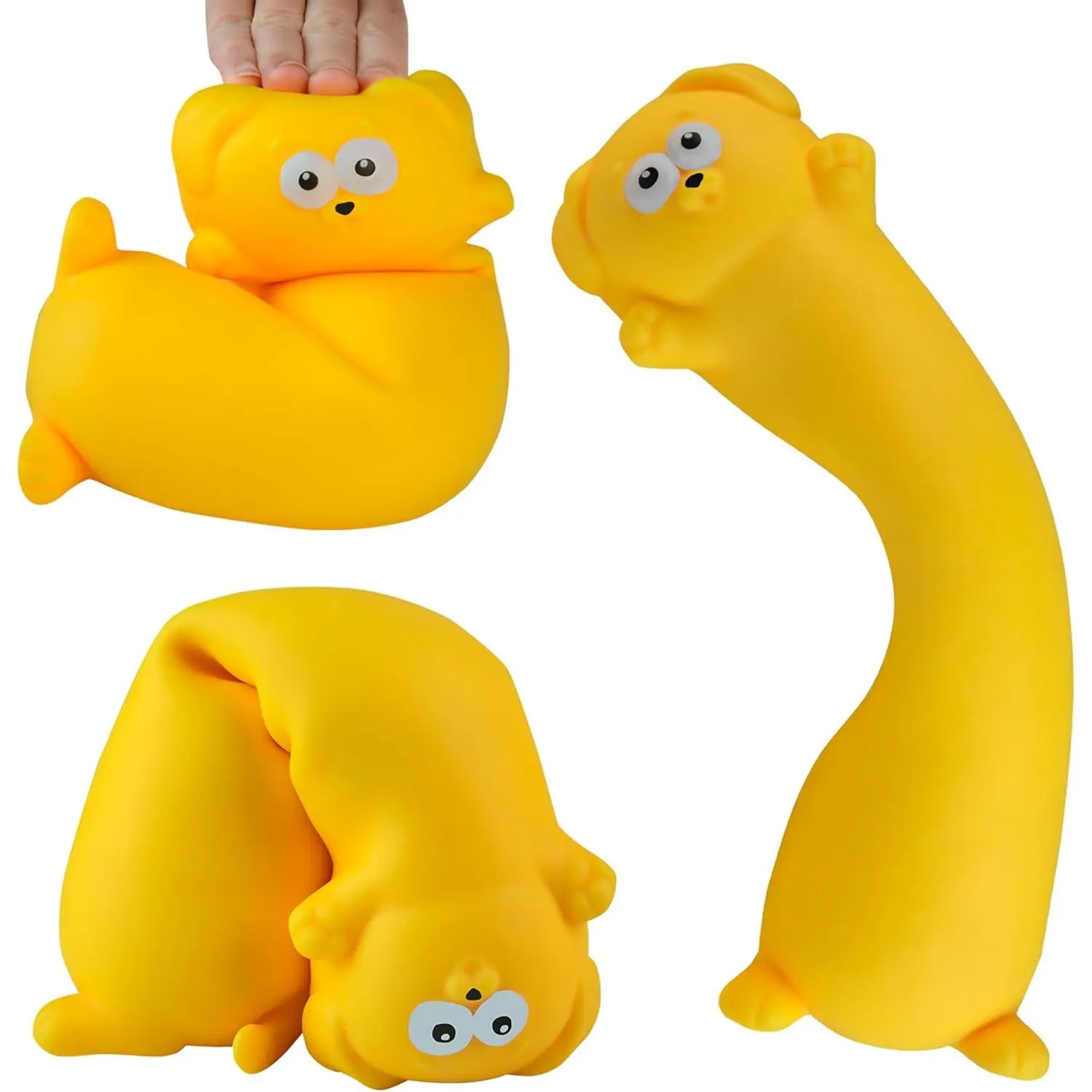 ORB Easy Sqweezy Pets Giant Stretchy Dog - Stretches Up to 5 Feet Long - Huge Jumbo Sized Yellow Squishy Toy Puppy, Stretch and Squeeze for Stress Relief - Fun Sensory Fidget Toy for Kids and Adults