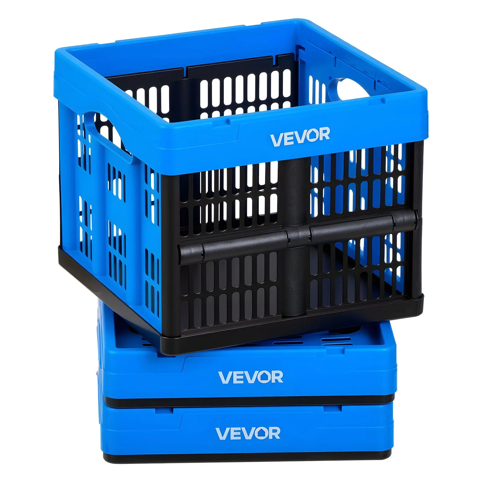 【DealsForYouDays】VEVOR Plastic Collapsible Storage Bins, 25L 3 Packs, Stackable Folding Storage Crates with Handles, Holds 22 lbs Per Bin, Foldable Heavy Duty Containers, Space-Saving Baskets, for Home Organizing