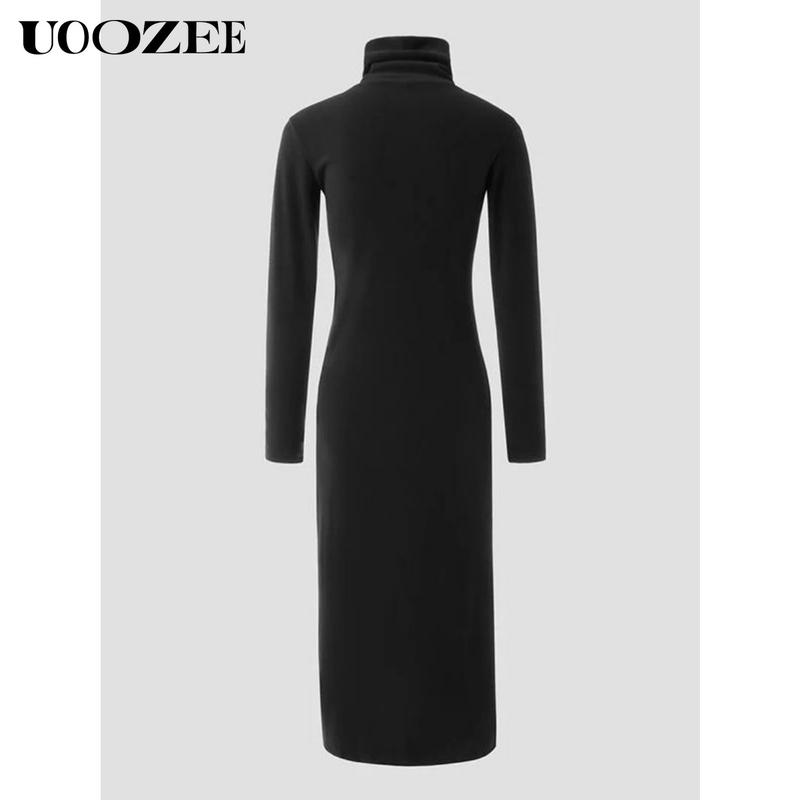 UOOZEE Women's simple tight solid color split high collar knitted top, elegant and simple, with a strong sense of design, elastic and comfortable fabric, suitable for daily leisure and commuting fall clothing women office outfits UOOZEE Women's simple tight solid color split high collar knitted top, elegant and simple, with a strong sense of design, elastic and comfortable fabric, suitable for daily leisure and commuting fall clothing women office outfits