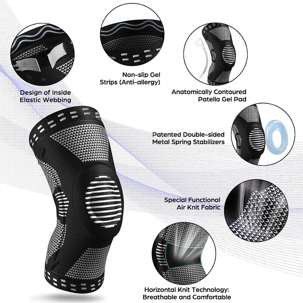 Professional Knee Brace for Pain Relief, 1 Count Knee Cover with Patella Pad & Side Stabilizers, Compression Knee Sleeve for Meniscus Tear, Runner, Workout, Sports Knee Brace, Patellar Knee Brace