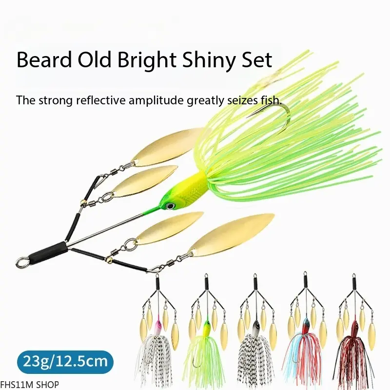 5-Piece Spinnerbait Kit, Skirted Weedless Lures with Double Blades for Freshwater Bass Fishing