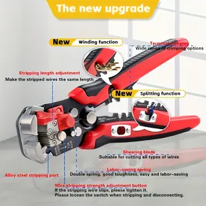 Professional electrician automatic wire stripping pliers - a must-have tool, 1 multi-functional crimping pliers, can quickly strip 24-10AWG wires, durable structure, suitable for electrical work
