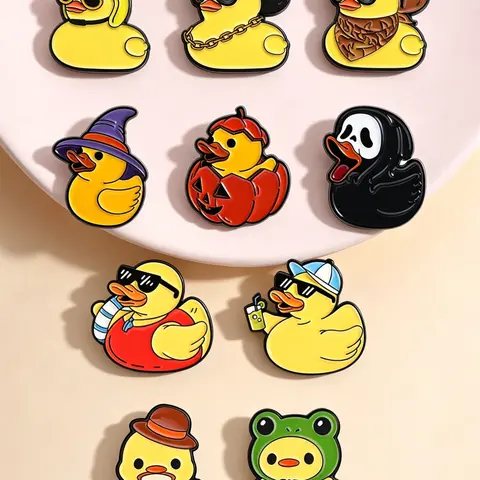 10 Pcs Cute Duck Enamel Pins Brooches Lapel Pins Collectible Pins Decor Pins Brooch Set, Cowboy Sheriff Witch Detective Various Profession Styling Designs, Fashion Accessory, Best Gift for Duck Lovers