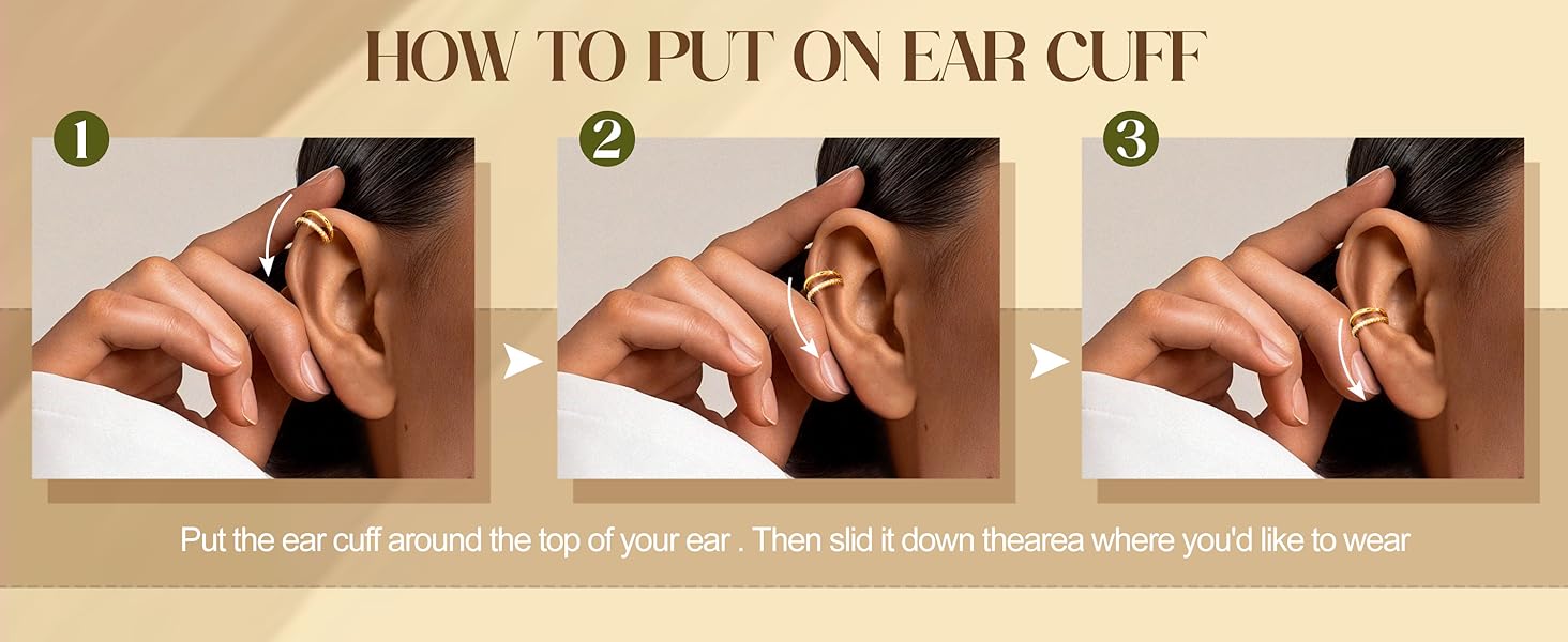 LOLIAS 4 Pairs Ear Cuffs Non Piercing - 14K Gold Plated Ear Cuff Earrings for Women Ear Cuff for Non Pierced Ears Clip on Cartilage Earring Adjustable Fake Earrings Set