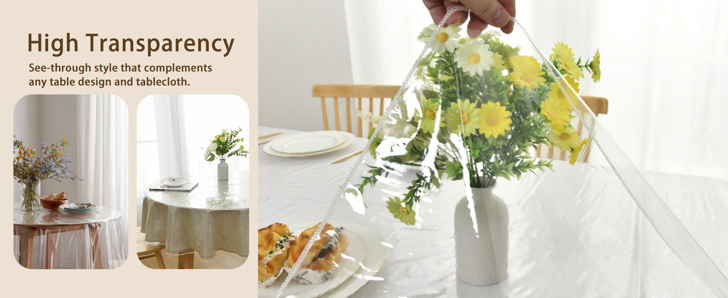 XWZO Clear Tablecloth Rectangle - 100% Waterproof Oilproof Stain Resistant Wipeable Vinyl Table Cloth, Transparent Cover Protector for Dining, Parties, 60 x 120 Inch