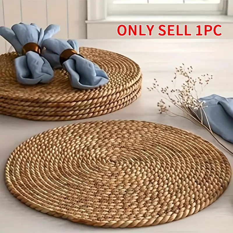 Handmade Natural Woven Round Placemat, Durable Heat Resistant, Perfect for Bohemian Style Dining, Ideal for Restaurants, Parties, Weddings, Home Decor, Boho Placemats