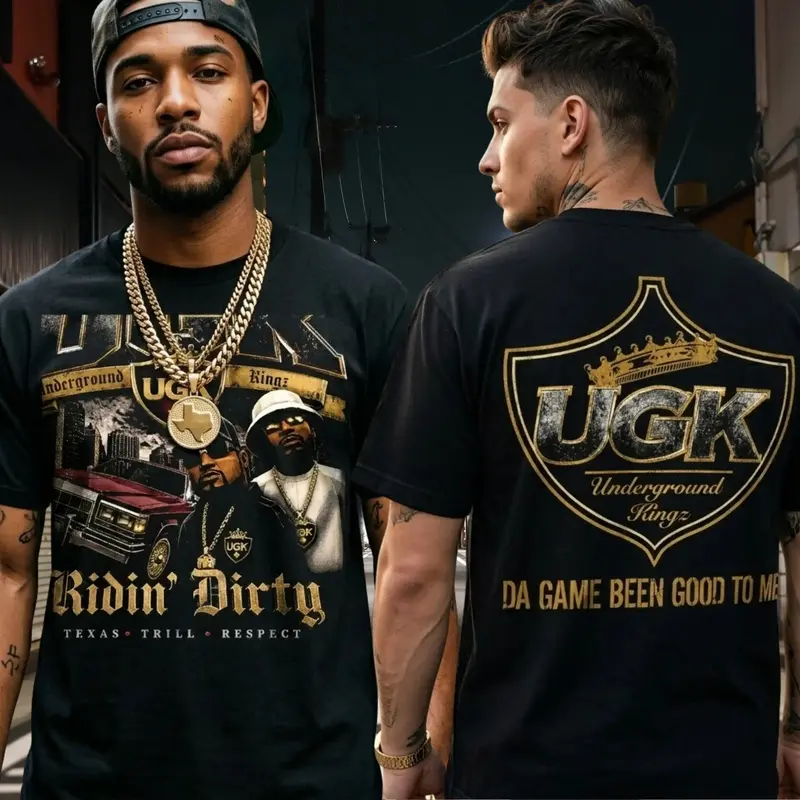 Comfort Color U-G-K Ridin' Dirty Heavy Cotton Unisex Graphic T-Shirt, Houston Rap Underground Kingz Pimp C Bun B Texas Screwed Up Click DJ Screw 713 Crewneck Tee, Shirt for Fans