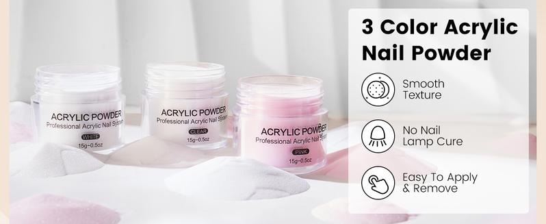 Acrylic Nail Kit for Beginners: Monomer Acrylic Nail Liquid Powder with Practice Hand U V Light Drill French Tips for Nail Starters with Everything Home Salon Gift Set (White)