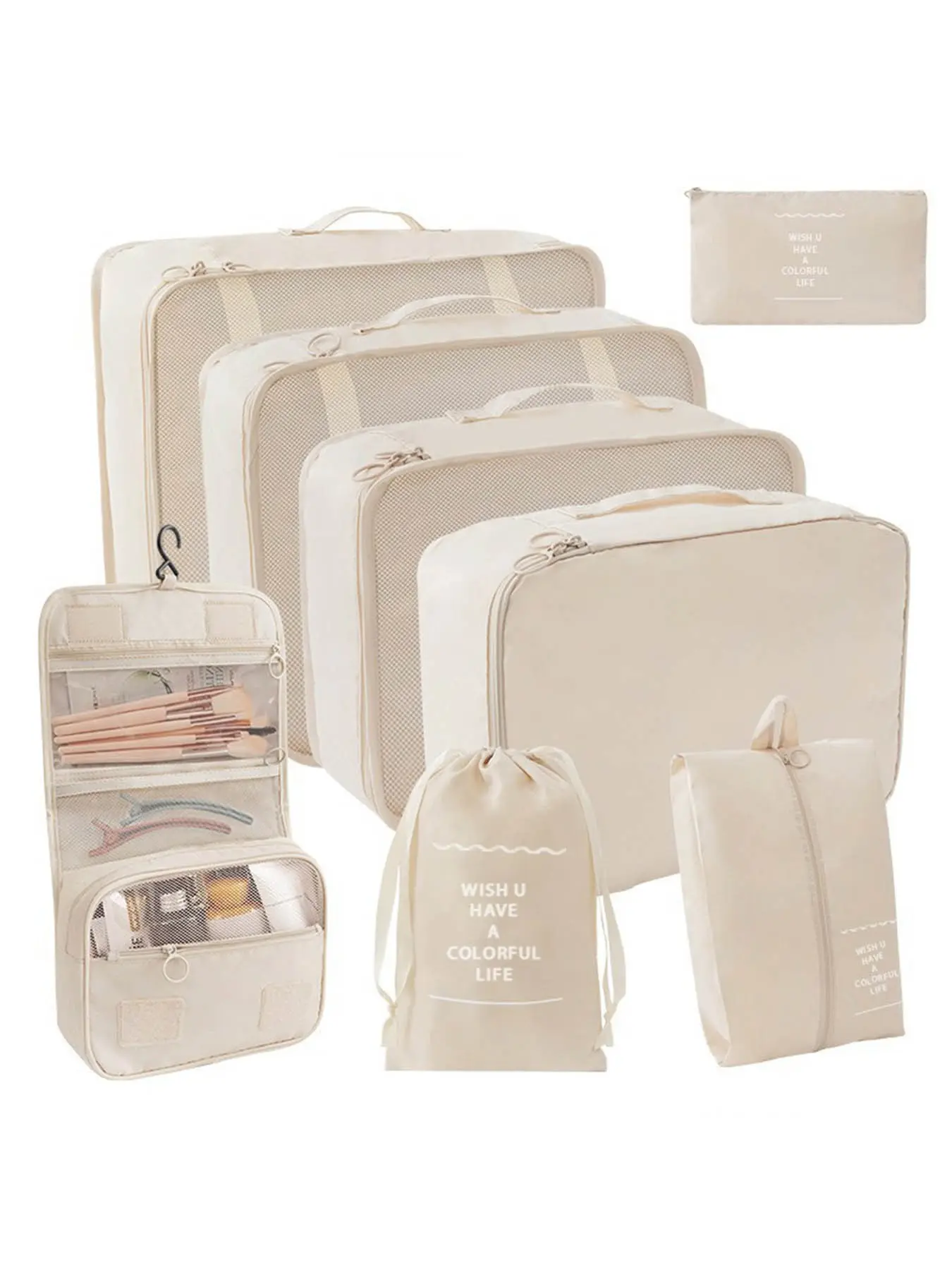 Durable Space Saving 8 Set Travel Packing Cubes for Women, Thanksgiving Christmas Gift, Luggage Organizer Pouches for Clothes, Shoes and Intimates, Packing Organizers