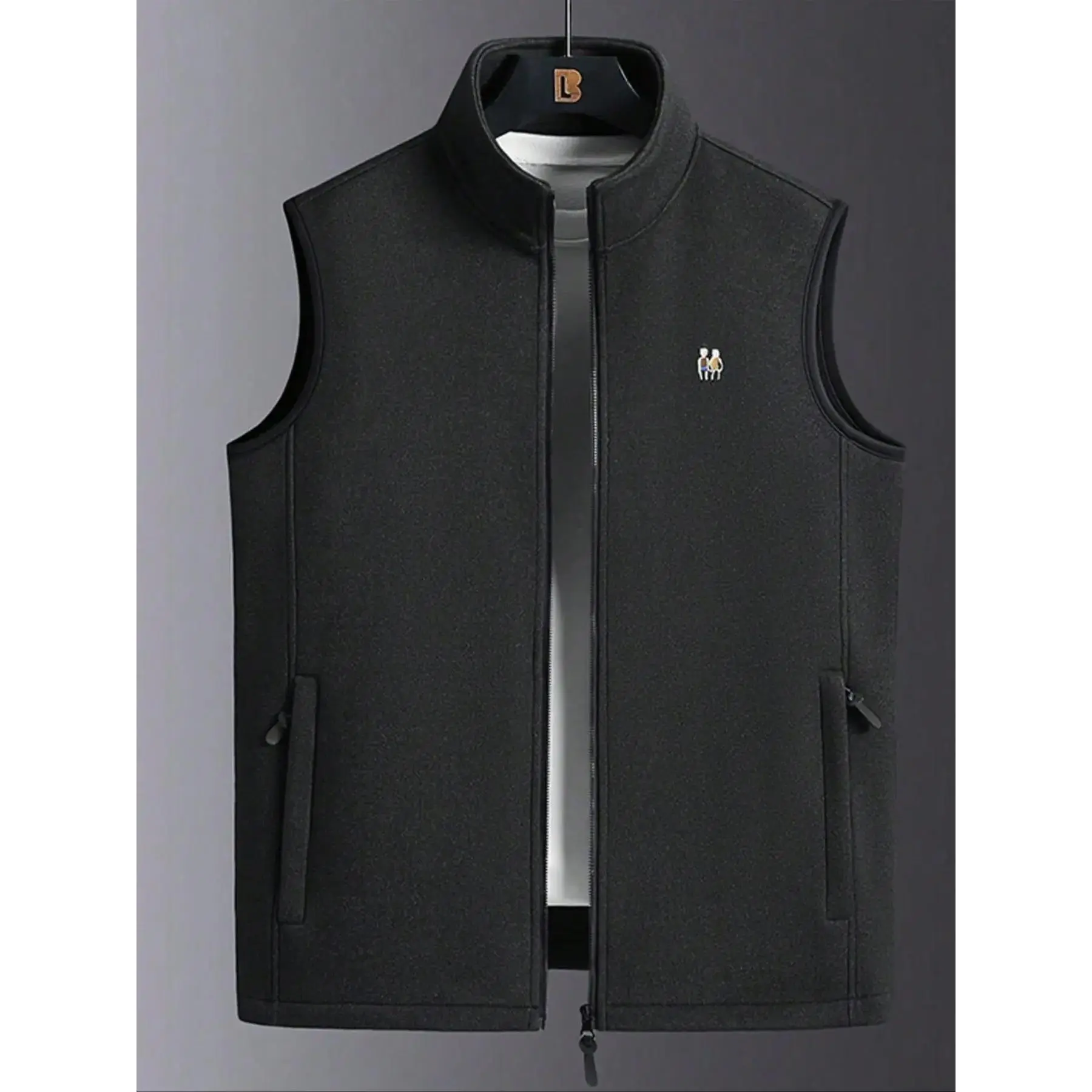 Men's Solid Color Thermal Lined Vest Jacket, Loose Casual Comfy Sleeveless Zip Up Crop Gilet for Fall & Winter, Men's Clothes for Daily Wear, Tops