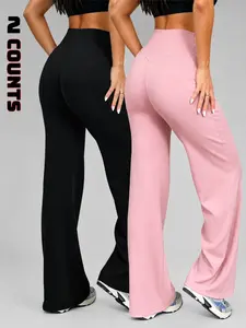 2-Pack Women's Wide-Leg Sport Pants, Yoga Pants for Gym, Running, Fitness, Casual Wear, All-Season Athletic Apparel