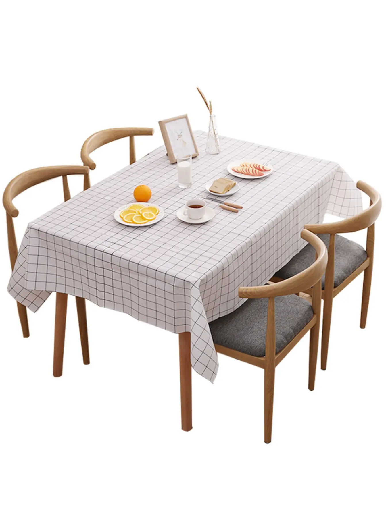 Modern Style Waterproof Oil-Resistant Tablecloth, Heat-Resistant Grid Design, Disposable Kitchen Mat, Easy Clean Fruit Protector