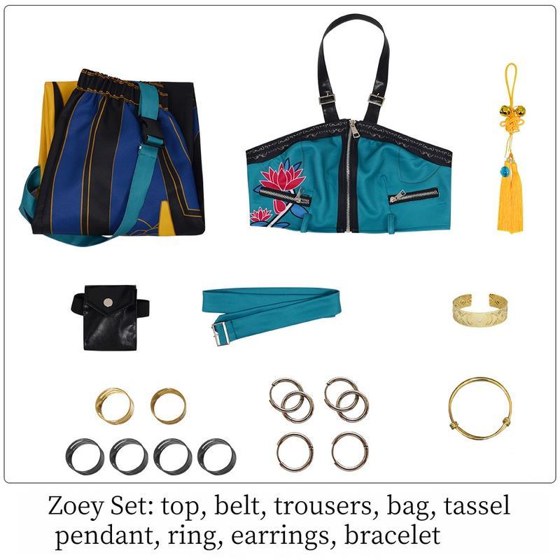 Anime Cosplay Costume Suit for KPop Demon Zoey Halloween Carnival Party Roleplay Accessories Women Uniform Props Print Outfit