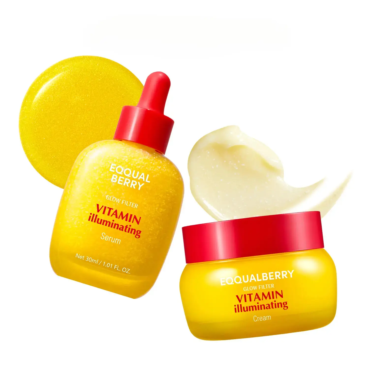 EQQUALBERRY Vitamin Illuminating Duo – Brightening Skincare Ritual with Vitamin C, Niacinamide & TXA| Targets Dark Spots & Uneven Tone| Hydration + Ceramide Barrier Care| Serum 30ml + Cream 50ml
