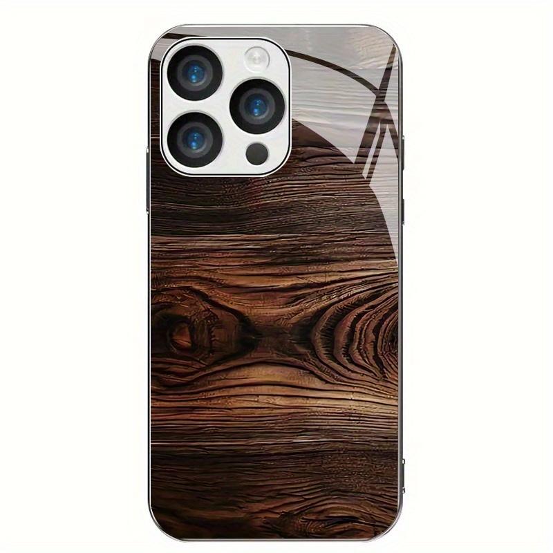 Wood grain pattern design, electroplated glass phone case, suitable for iPhone 17 16 15 14 13 12 11 pro max