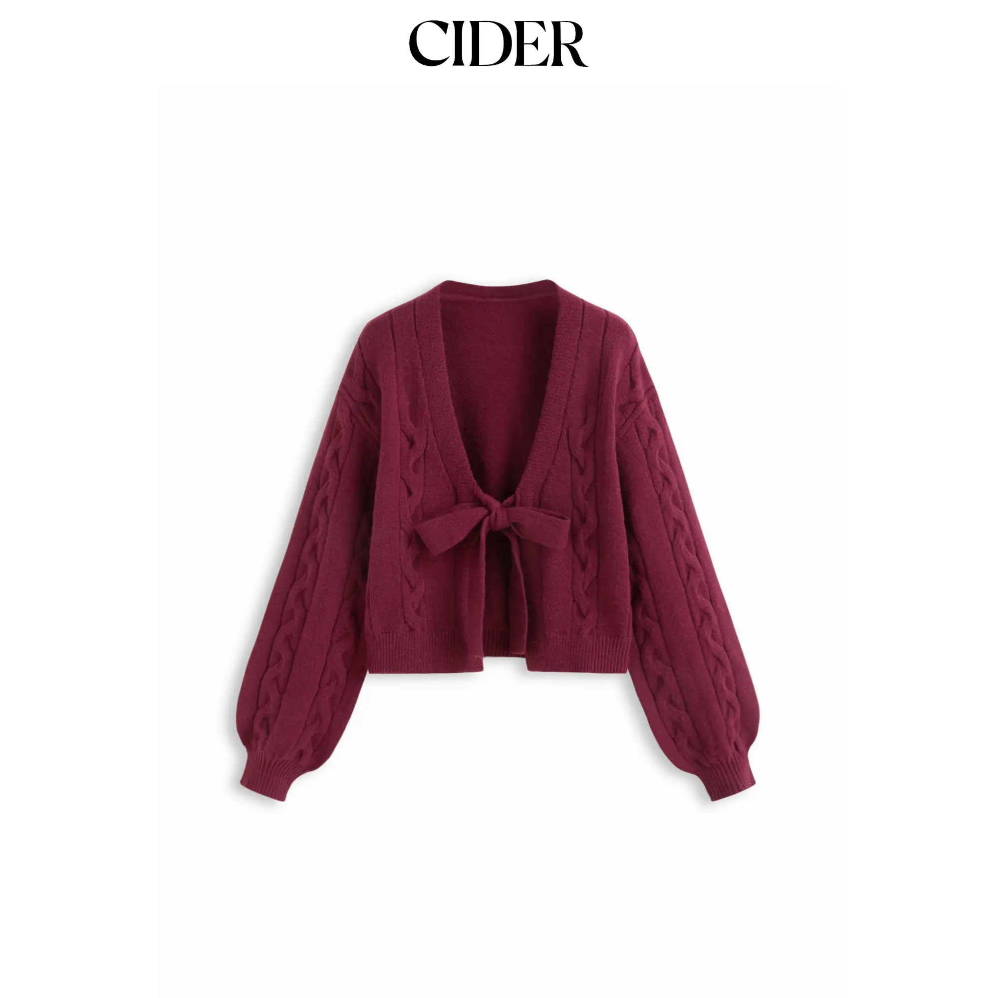 Cider Cable Knit V-neck Knotted Oversized Cardigan SummerFinds