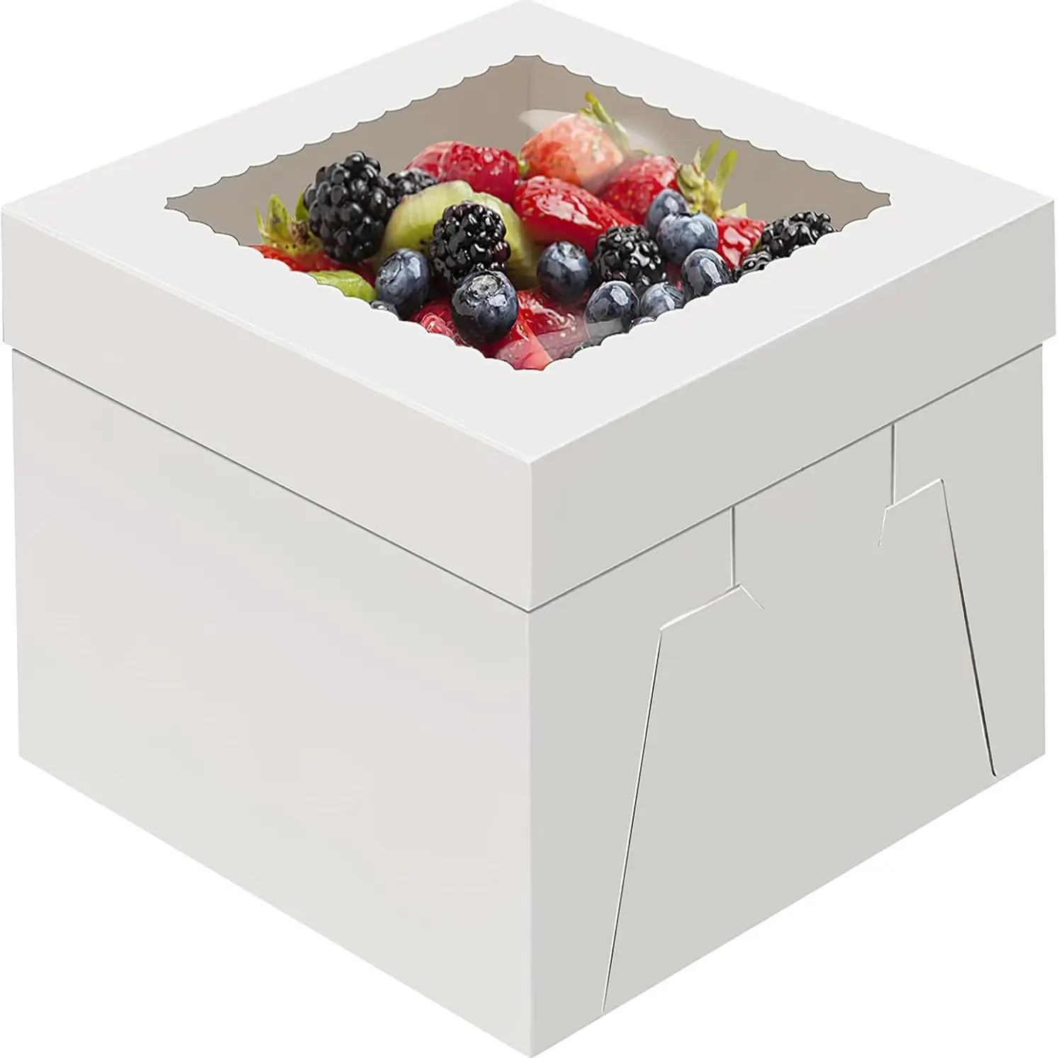 5-Pack 12-Inch Cake Boxes, Disposable Cake Transport Box, Cake Tray with Large Window, Ideal for Bakeshops, Cookies, Pies, Cupcakes, Pastries, Bakeware