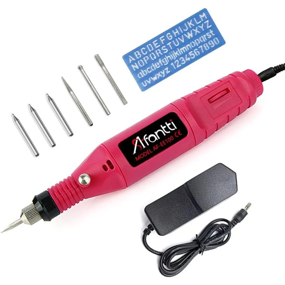 Electric Engraving Pen Etching Tool| Tungsten Carbide Tip|| Stencil| Corded Engraver Etcher Kit for Wood