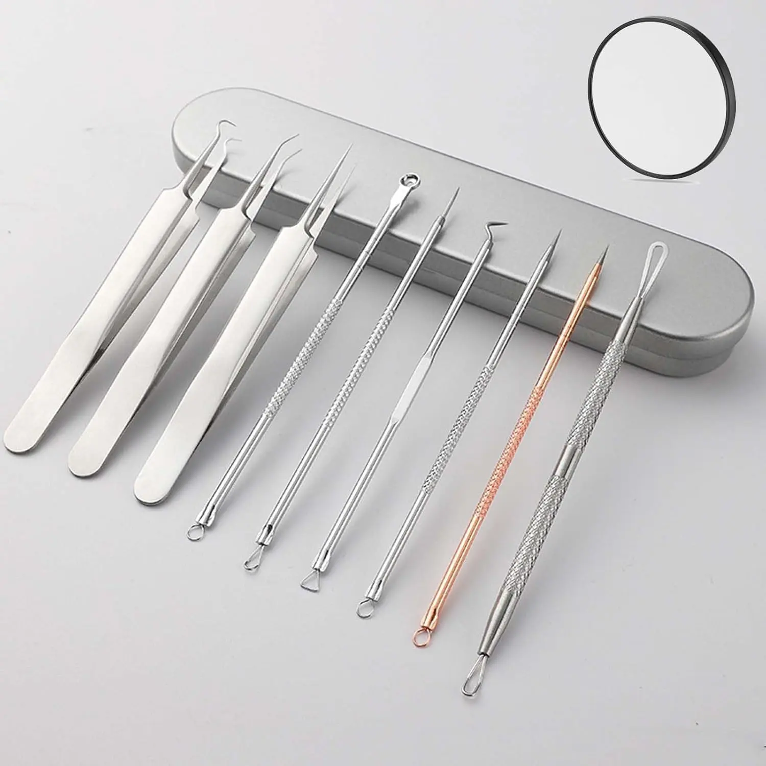 Stainless Steel Blackhead Removal Kit – Includes Blackhead Tweezers and Extraction Tools