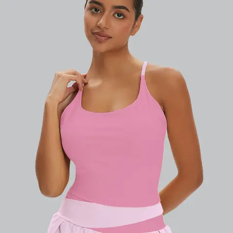 Sporty Women's Plain Criss Cross, Comfort and Durability Sports Crop Cami Top, Exercise Bra, Ladies Sportswear for Indoor Outdoor Wear, Gym Clothes