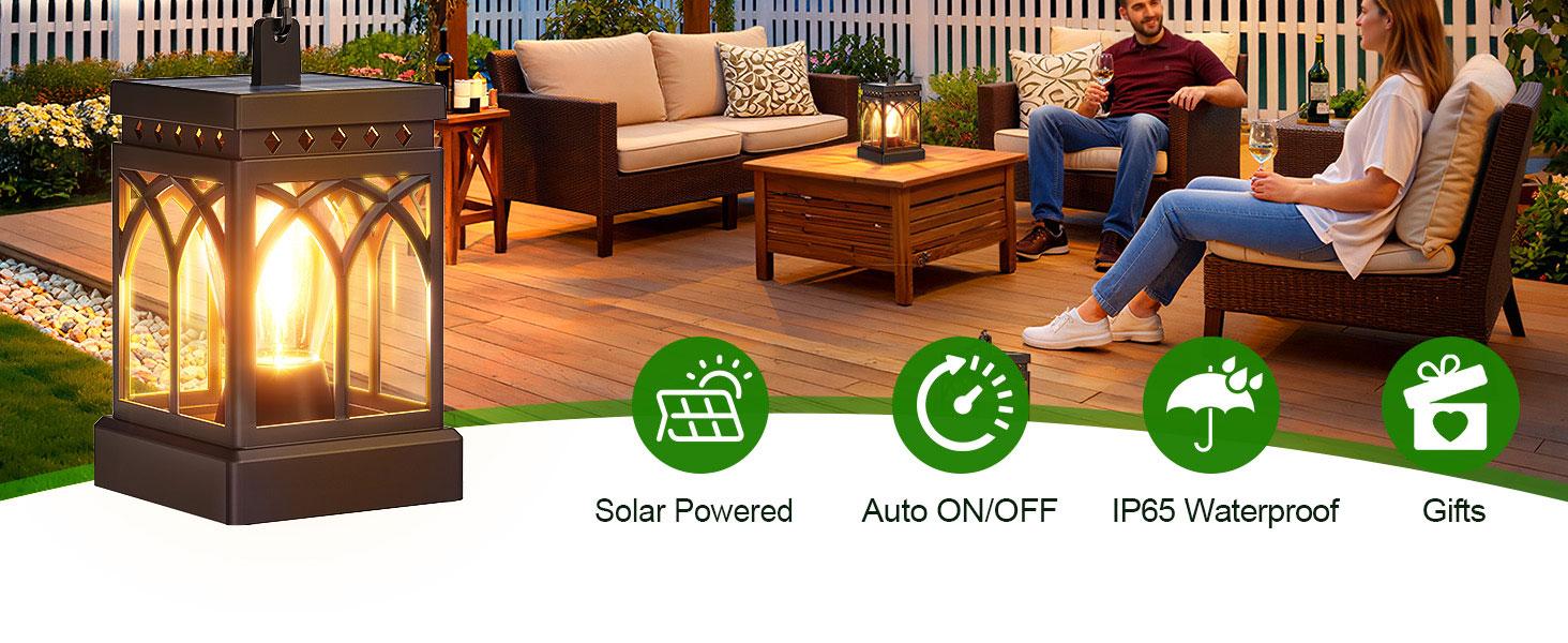 4 Pack Solar Lanterns Outdoor Waterproof, Brighter Hanging Solar Lantern Lights for Outside, Auto ON/Off Lanterns Decorative Outdoor for Garden Table Yard Path Tree Patio Lawn Decor, Gifts