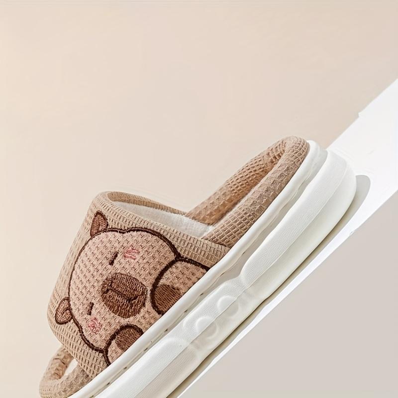 Soft Open-Toe Kids-On Shoes Non-EVA Sole Beige Brown Indoor Outdoor Design Comfortable Safety