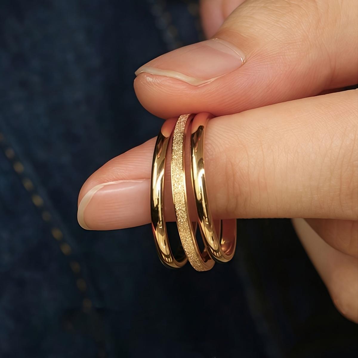 3PC Stacking Women's Rings, Elegant Minimalist Band Rings for Gifting, Weddings & Daily, Durable & Tarnish-Free,Mother's Day Valentine's Day