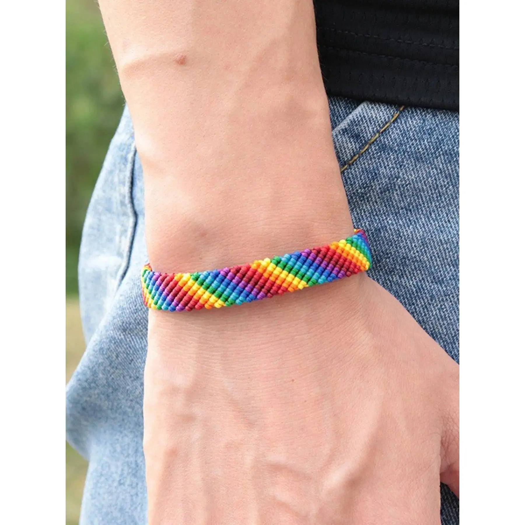 Rainbow Pride Bracelet, Handcrafted Braided Cord Unisex Adjustable Jewelry for Daily Wear & Festivals, Bangle