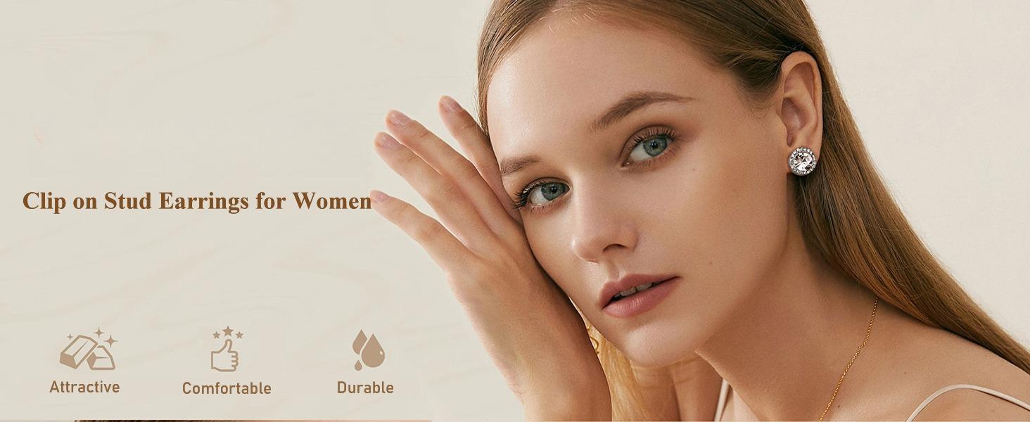 FASACCO 12pairs Clip on Earrings for Women Sparklrd Crystal Clip Earrings CZ Cute Butterfly Flower Pearl Clip on Stud Earrings Non Piercing Jewelry