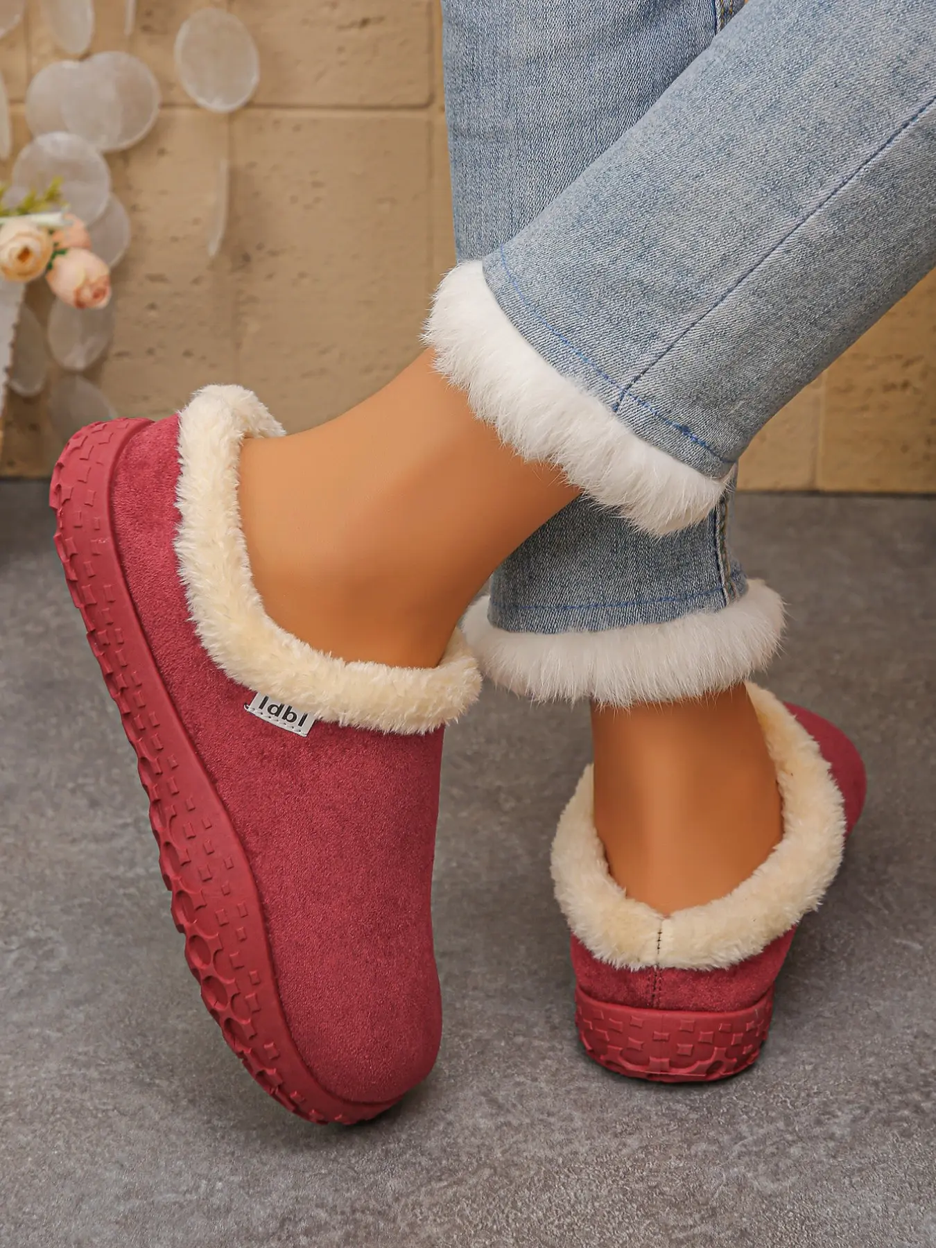 Winter Fuzzy Half Slip-On Shoes, Thick Sole Anti-Slip Warm Slippers, Home & Outdoor Lazy Mueller Cotton Slippers, Cozy Footwear