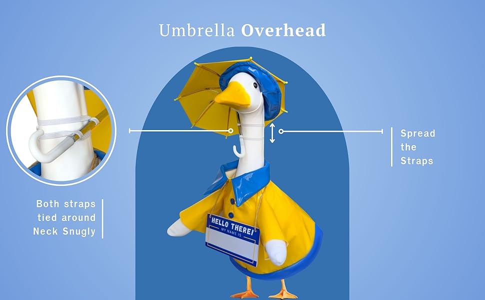 Goose Outfits Raincoat and Personalized Name Sign- Dress Up Your 23in Plastic or Concrete Goose Statue with Funny Costumes and Fall Outfit, Decor Duck Clothes for Outdoor Statues