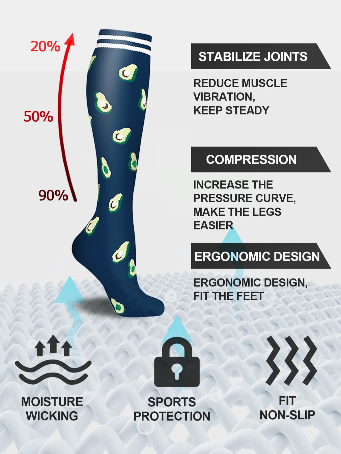 10 Pairs Unisex's Compression Socks, Athletic Running Socks, Sports Socks for Running, Nurses, Pregnant Women, Comfy Breathable Sports Socks for Daily Wear