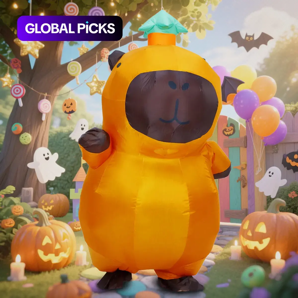 Cute Capybara Inflatable Costume, Polyester, No Battery, Adult Size 150-190cm, with Fan, Perfect for Halloween Party Cosplay, Costume For Parties