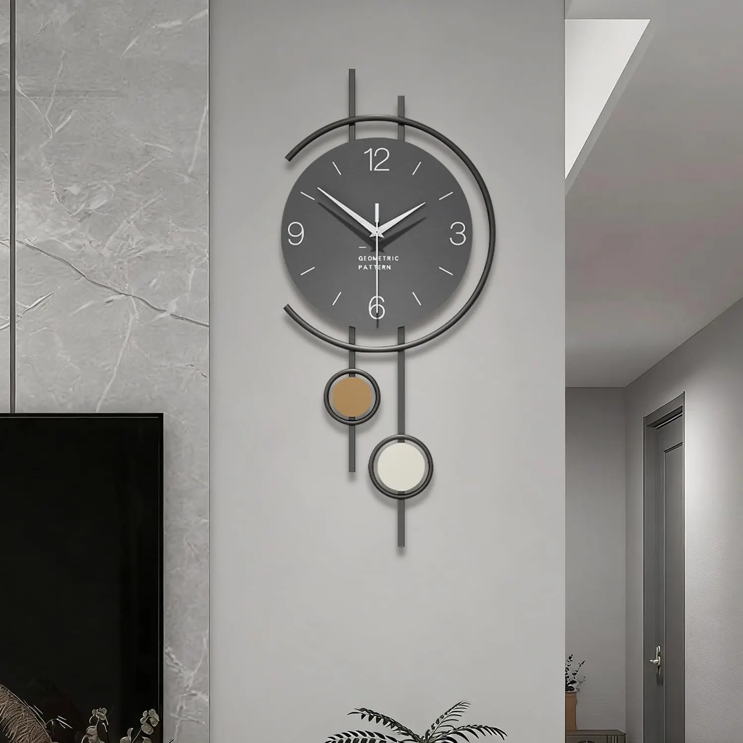 Large Wall Clocks for Living Room, Wall Decorations Made of Metal, Modern Minimalist Wall Clock Without Ticking, for The Living Room, Bedroom, Office, Kitchen /12.2 * 26.7 Inch