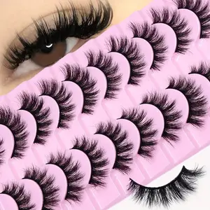 10 Pairs Fluffy Slim Thick Curling Natural False Eyelashes, Cosmetic False Lashes, Manga Cat Eye Looks, Suitable for Holiday Parties, Cosplay, DIY and Various Occasions